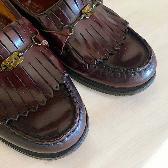 G.H.Bass Weejuns Oxblood Leather Loafers Kiltie Horse-Bit Vintage 80’s Size 6 - Picture 3 of 13